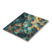 エレガントティール(緑がかった色)金ゴールド抽象芸術オーガニック タイル (側面)