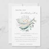 エレガントティール（緑がかった色）金ゴールド水中フローラ結婚魚 サンキューカード (正面)