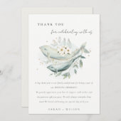 エレガントティール（緑がかった色）金ゴールド水中フローラ結婚魚 サンキューカード (正面/裏面)
