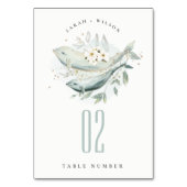エレガントティール（緑がかった色）金ゴールド水中フローラ結婚魚 テーブルナンバー (正面)