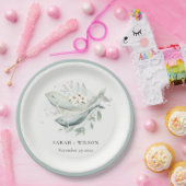 エレガントティール(緑がかった色)金ゴールド水中フローラ結婚魚 ペーパープレート (パーティー)