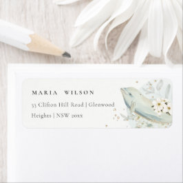 エレガントティール（緑がかった色）金ゴールド水中フローラ魚アドレス ラベル