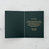 エレガントティール(緑がかった色)・金ゴールド渦巻形の書道誕生日 カード (内部)