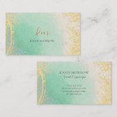 エレガントティール（緑がかった色）金ゴールド 名刺 (正面/裏面)