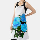 エレガントティール(緑がかった色)青バラ青フローラ青い花 エプロン (インサイチュ)