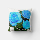 エレガントティール（緑がかった色）青バラ青フローラ青い花 クッション (正面)