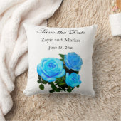 エレガントティール(緑がかった色)青バラ青フローラ青い花 クッション (ブランケット)