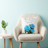 エレガントティール(緑がかった色)青バラ青フローラ青い花 クッション (椅子)