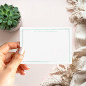 エレガントティール(緑がかった色)2縁どミニマルモノグラム名 ノートカード