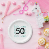 エレガントティール(緑がかった色)50thバースデーパーティー紙プレート ペーパープレート (パーティー)