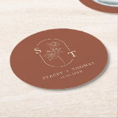エレガントテラお洒落結婚コッタ ラウンドペーパーコースター (アングル)