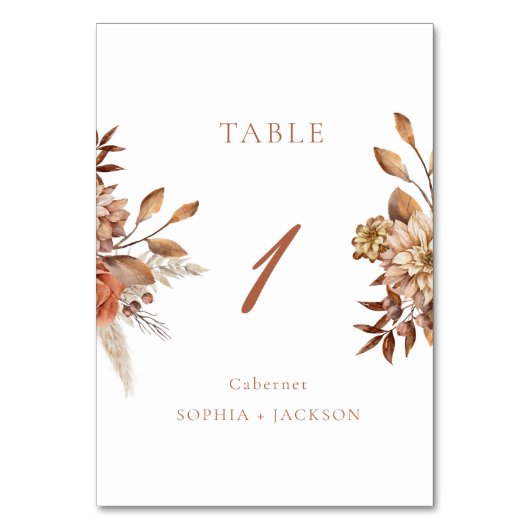 エレガントテラコタフローラ結婚ズ テーブルナンバー (正面)