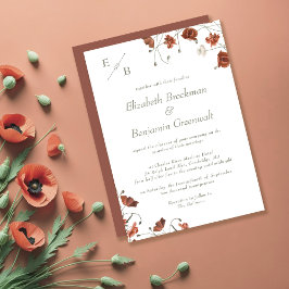 エレガントテラコタモノグラムコンテンポラリー結婚ズ 招待状