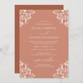 エレガントテラコタ結婚ラストのヴィンテージ華美 招待状 (正面/裏面)