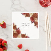 エレガントテラコッタとアイボリーの結婚花 スタンダードカクテルナプキン (インサイチュ)