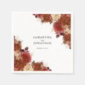 エレガントテラコッタとアイボリーの結婚花 スタンダードカクテルナプキン (正面)