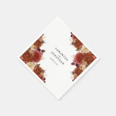 エレガントテラコッタとアイボリーの結婚花 スタンダードカクテルナプキン (角)