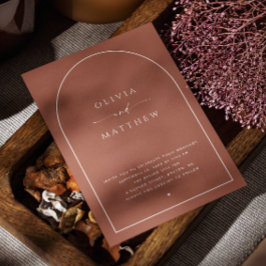 エレガントテラコッタアーチミニマル秋の結婚式QR 招待状