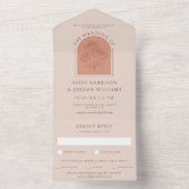 エレガントテラコッタコンフォローボタニカル結婚ズ オールインワン招待状 (内側)