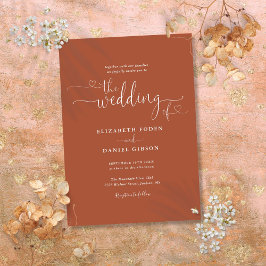 エレガントテラコッタハート書道結婚の作品 招待状