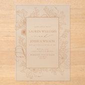 エレガントテラコッタフローララインア結婚ート アクリル招待状 (正面)