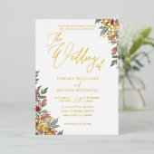 エレガントテラコッタフローラ実在結婚金ゴールド箔I 箔招待状 (立ち正面)