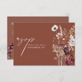 エレガントテラコッタフローラQRコードアー結婚チ 出欠カード (正面/裏面)