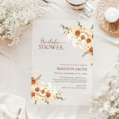 エレガントテラコッタフローラQRコードブライダルシャワー アクリル招待状