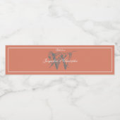 エレガントテラコッタモノグラム+かわいい結婚の名前 ペットボトルラベル (シングルラベル)