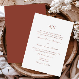 エレガントテラコッタモノグラ結婚ムの 招待状