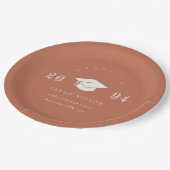 エレガントテラコッタラストミニマルシンプル卒業 ペーパープレート (アングル)