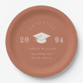 エレガントテラコッタラストミニマルシンプル卒業 ペーパープレート (正面)