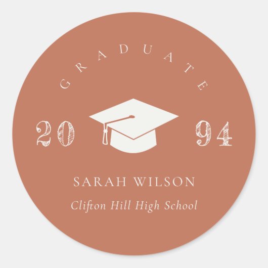 エレガントテラコッタラストミニマルシンプル卒業 ラウンドシール (正面)