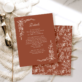 エレガントテラコッタヴィンテージフローラ結婚ズ エンクロージャーカード