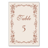 エレガントテラコッタヴィンテージフローラ結婚ズ テーブルナンバー (裏面)