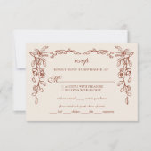 エレガントテラコッタヴィンテージフローラ結婚ズ 出欠カード (正面)