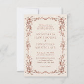 エレガントテラコッタヴィンテージ写真ビクトリアン結婚の写真 招待状 (正面)