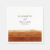 エレガントテラコッタ抽象芸術結婚砂漠 スタンダードカクテルナプキン (正面)