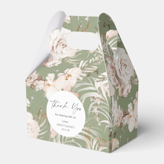 エレガントテラコッタ植物性フローラ庭園の結婚式 フェイバーボックス (裏面サイド)