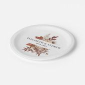 エレガントテラコッタ水彩フローラ結婚ズ ペーパープレート (アングル)