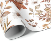 エレガントテラコッタ秋フローラ包装紙 ラッピングペーパー (ロールコーナー)