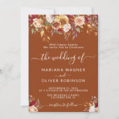 エレガントテラコッタ秋結婚フローラ 招待状 (正面)