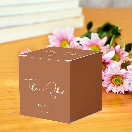 エレガントテラコッタ結婚の感謝 フェイバーボックス