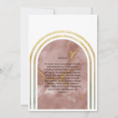 エレガントテラコッタ自然マーブル金ゴールド結婚アーチ 招待状 (裏面)