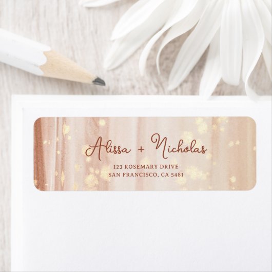 エレガントテラコッタ金ゴールド水結婚色のアドレス ラベル (インサイチュ)