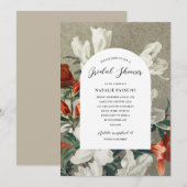 エレガントテラ素朴コッタ花模様ブライダルシャワー 招待状 (正面/裏面)