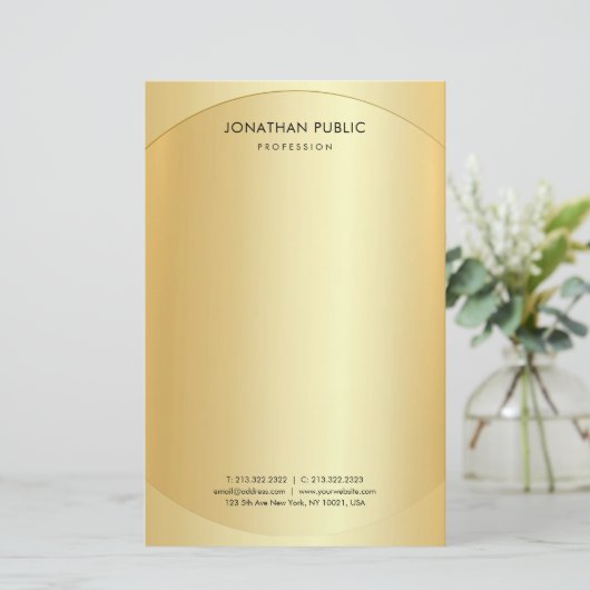エレガントテンプレートカスタム金ゴールド 便箋 (スタンド正面)