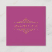 エレガントテンプレートプロフェッショナル金ゴールド文字フレームラックス スクエア名刺 (正面)