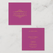 エレガントテンプレートプロフェッショナル金ゴールド文字フレームラックス スクエア名刺 (正面/裏面)