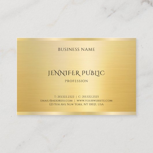 エレガントテンプレートモダンフェイク金ゴールド半光沢 名刺 (裏面)